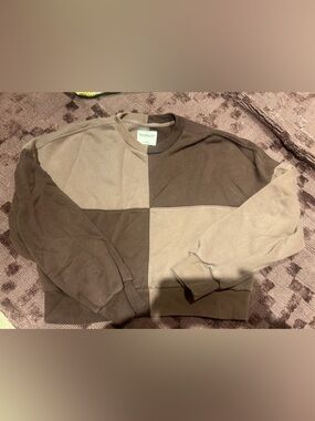 Abercrombie & Fitch Two-Tone Brown & Tan Cowl Sweater